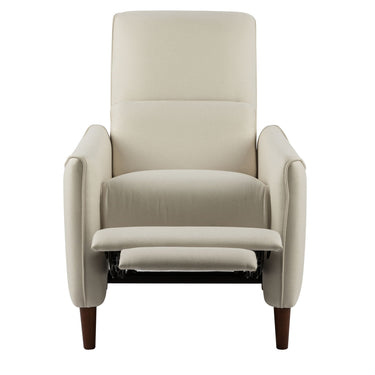 HouseOfZazla upholstered push recliner chair with rubber wood legs, cushioned seat and backrest for comfortable living room seating.