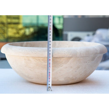 Beige Travertine Natural Stone Drop-in Sink Honed and Filled (D)16" (H)6"