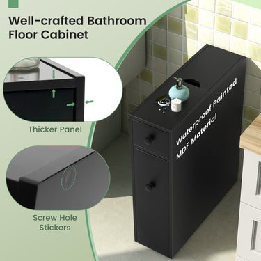 Black Bathroom Cabinet Space Saver Storage Organizer-Black