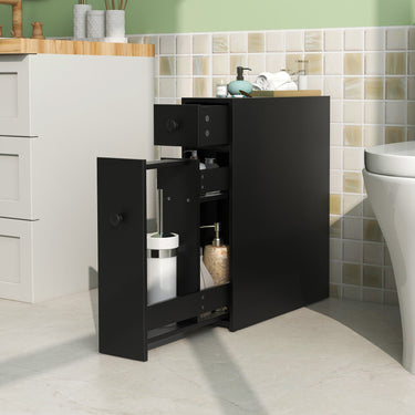 Black Bathroom Cabinet Space Saver Storage Organizer-Black