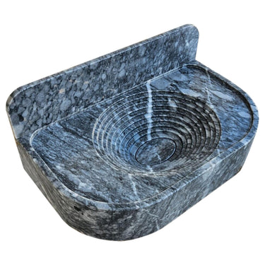 Bursa Gray Marble Wall-Mount Bathroom Sink with 6" Backsplash (W)16" (L)27" (H)6"