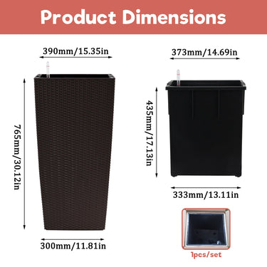 Large 30-inch tall flower pot planter by HouseOfZazla with self-watering drainage holes, ideal for outdoor or indoor plants.