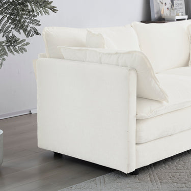 Two-piece white chenille sofa set for living room by HouseOfZazla, featuring plush cushions and elegant design.