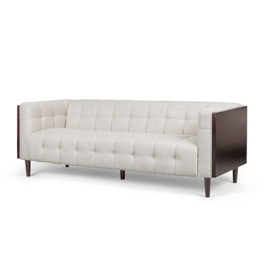 Contemporary mid-century HouseOfZazla 3-seater sofa with button tufted waffle stitching, stationary design and plush upholstery.