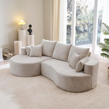 HouseOfZazla 2-piece fabric cloud curved sectional sofa with chaise, ideal for modern living room seating.