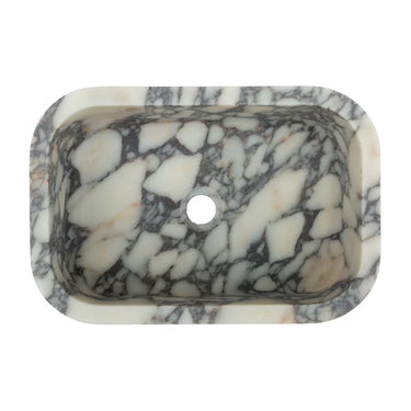 Calacatta Viola Marble Wall-mounted Natural Stone Rectangular Sink (W)12" (L)18" (H)7"