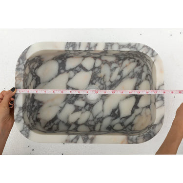 Calacatta Viola Marble Wall-mounted Natural Stone Rectangular Sink (W)12" (L)18" (H)7"