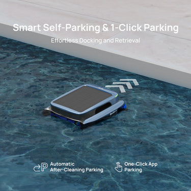 Beatbot iSkim Ultra robotic pool skimmer robot floating on water surface, designed for efficient debris removal in pools.