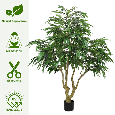 7-foot artificial willow tree by HouseOfZazla, indoor faux greenery plant with lush green leaves in a decorative pot.