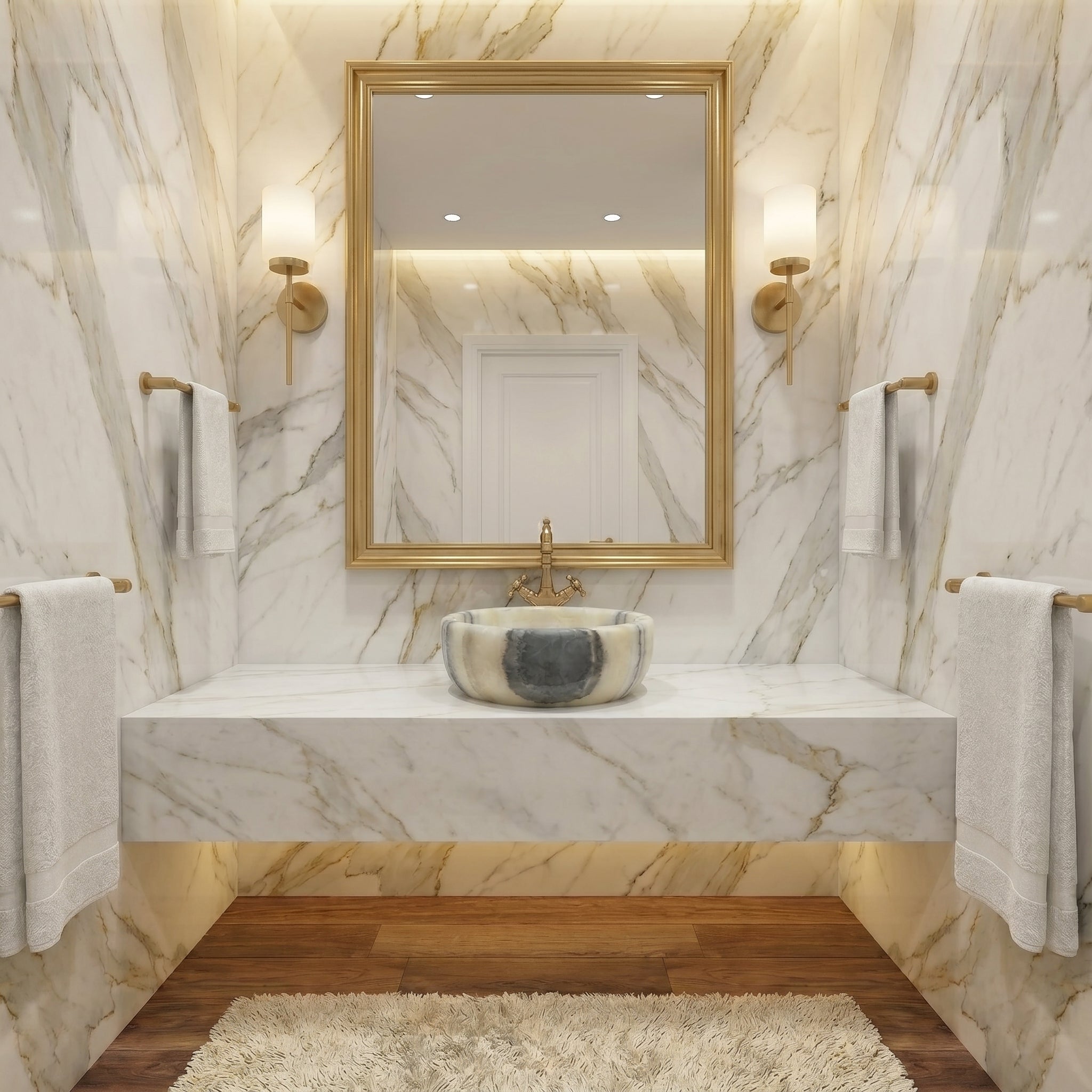Green Translucent Onyx Natural Stone Above Vanity Bathroom Vessel Sink ...