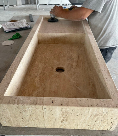 Custom Travertine Sink (TR-089)