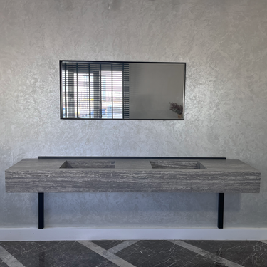 HANDCRAFTED INFINITY TRAVERTINO GREY HIGH ENGINEERED STONE SINK (ES-104)