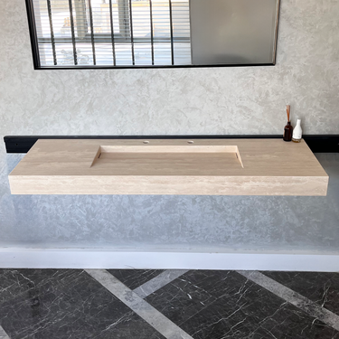 HANDCRAFTED CUSTOM TRAVERTINE SINK (TR-072)