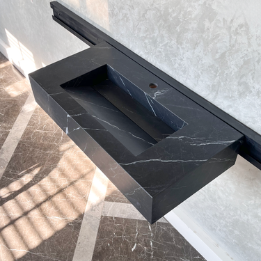 HANDCRAFTED NERO MARQUINIA HIGH ENGINEERED STONE SINK (ES-035)