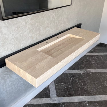 HANDCRAFTED CUSTOM TRAVERTINE SINK (TR-072)