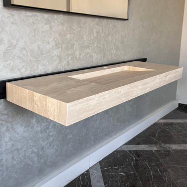 HANDCRAFTED CUSTOM TRAVERTINE SINK (TR-072)
