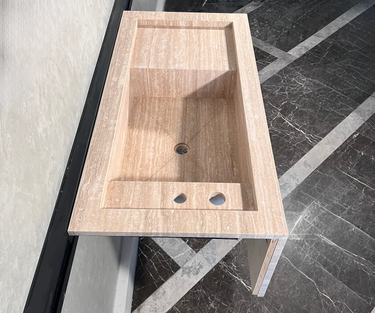 HANDCRAFTED CUSTOM BEIGE TRAVERTINE SINK (TR-087)