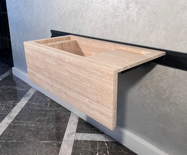 HANDCRAFTED CUSTOM BEIGE TRAVERTINE SINK (TR-087)