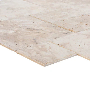 Olympus Beige French Pattern Set Brushed and Chiseled Travertine Tiles
