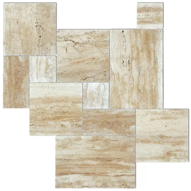 Patara Beige Vein-cut Tumbled Travertine Pavers
