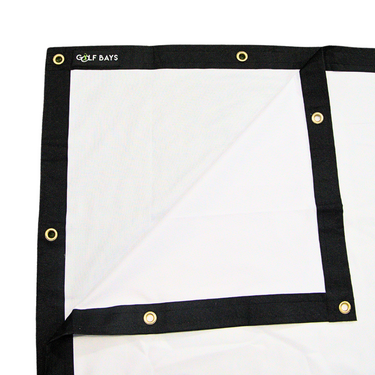 Reversible PRO Golf Simulator Impact Screen by GolfbaysUSA showing a large, durable impact surface with black and white sides for golf practice