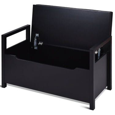 34.5 ×15.5 ×19.5 Inch Shoe Storage Bench with Cushion Seat for Entryway-Black