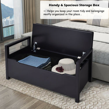 34.5 ×15.5 ×19.5 Inch Shoe Storage Bench with Cushion Seat for Entryway-Black