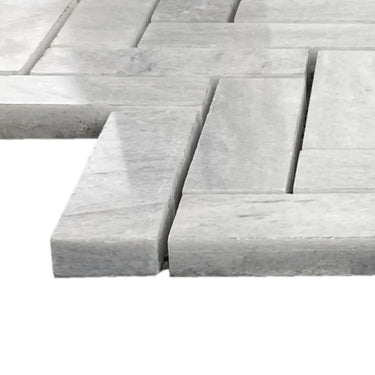 Solto White 1"x3" Herringbone on 12" x 12" Mesh Marble Mosaic Tile