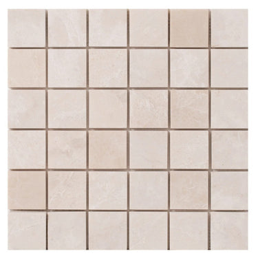 Vanilla Beige Marble 2"x2" Honed on 12" x 12" Mesh Mosaic Tile